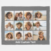 12 Foto-collage met Charcoal Gray Background Fleece Deken (Voorkant (Horizontaal))