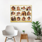 12 Foto-collage met Gold-achtergrond Canvas Afdruk