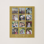 12 Foto-collage met Gold-achtergrond Legpuzzel<br><div class="desc">Voeg je favoriete afbeeldingen toe aan deze leuke sjabloon. U kunt de foto's van het Instagram of om het even welke foto's voor dit net gebruiken.</div>
