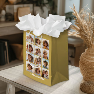 12 Foto-collage met Gold-achtergrond Medium Cadeauzakje