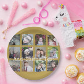 12 Foto-collage met Gold-achtergrond Papieren Bordje (Feest)