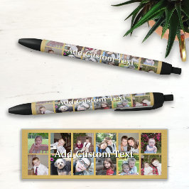 12 Foto-collage met Gold-achtergrond Zwarte Inkt Pen