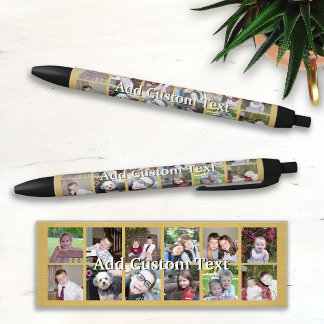 12 Foto-collage met Gold-achtergrond Zwarte Inkt Pen