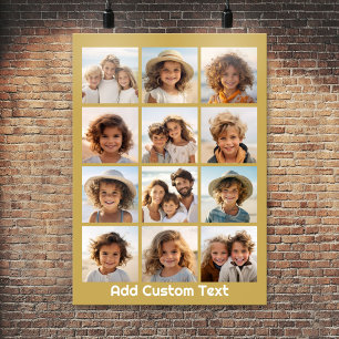 12 Foto-collage met gouden achtergrond en tekst Poster