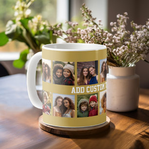 12 Foto Collage met Gouden Achtergrond Koffiemok
