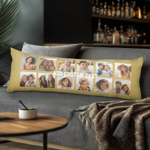 12 foto collage met gouden achtergrond lichaamskussen