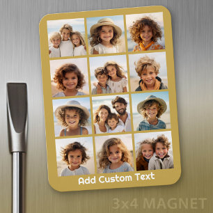 12 Foto Collage met Gouden Achtergrond Magneet