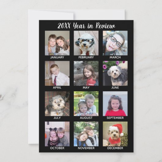 12 Foto collage met jaar in Review 2020 Feestdagenkaart (Voorkant)