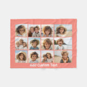 12 Foto-collage met koraalpeach en tekst Fleece Deken (Voorkant (Horizontaal))