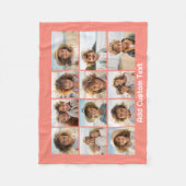 12 Foto-collage met koraalpeach en tekst Fleece Deken (Voorkant)