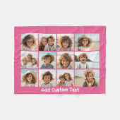 12 Foto collage met magenta roze achtergrond Fleece Deken (Voorkant (Horizontaal))