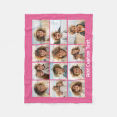 12 Foto collage met magenta roze achtergrond Fleece Deken (Voorkant)