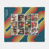 12 Foto-collage met Retro 70s geïnspireerde strips Fleece Deken (Voorkant (Horizontaal))