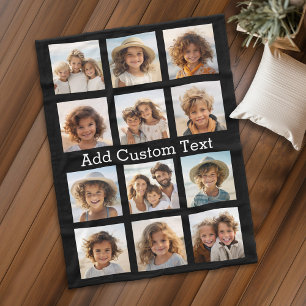 12 Foto Collage - Modern Minimaal Zwart Achtergron Fleece Deken
