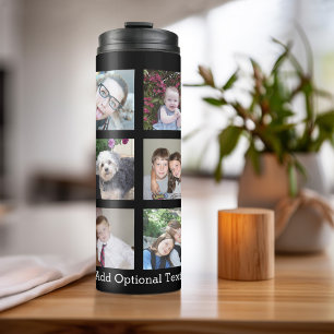 12 Foto Collage - Modern Minimaal Zwart Achtergron Thermosbeker
