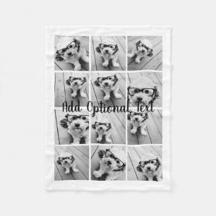 12 Foto Collage - Modern Raster met Aangepaste Tek Fleece Deken