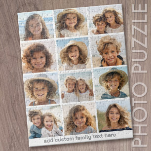 12 Foto Collage - Modern raster wit - Grijze tekst Legpuzzel