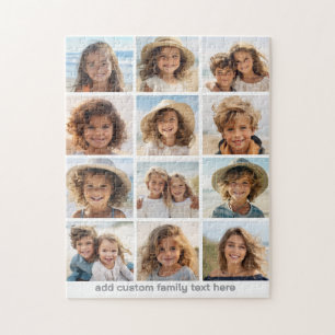 12 Foto Collage - Modern Raster Wit - Grijze Tekst Legpuzzel