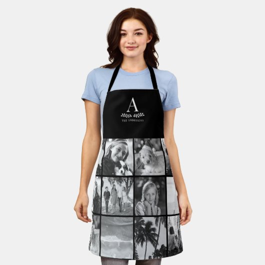 12 Foto Collage Monogram Zwart & Wit Schort (Gedragen)