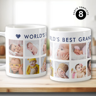 12 Foto Collage Navy Blue World's Best Grandpa Koffiemok