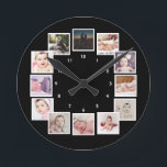 12 Foto Collage persoonlijk Ronde Klok<br><div class="desc">12 Foto Collage Persoonlijke uurklok van de Sjabloon.. voeg eenvoudig uw eigen foto's en tekst toe aan deze geweldige wandklok ...  gemakkelijk te personaliseren ...  aanpasbare fotosjabloonklok uit Ricaso - perfecte cadeauideeën</div>