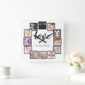 12 Foto Collage Persoonlijk Wit Vierkante Klok (Huis)