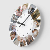 12 Foto Collage Persoonlijk Zwart Wit Grote Klok (Hoek)