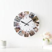 12 Foto Collage Persoonlijk Zwart Wit Grote Klok (Huis)