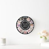 12 Foto Collage Persoonlijk Zwart Wit  Ronde Klok (Huis)