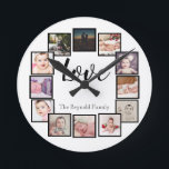 12 Foto Collage Persoonlijk Zwart Wit Ronde Klok<br><div class="desc">12 Foto Collage Persoonlijke Sjabloon zwart-witte wandklok ...  voeg eenvoudig uw eigen foto's en tekst toe aan deze geweldige wandklok ...  die gemakkelijk te personaliseren is ...  aanpasbare fotosjabloonklok van Ricaso - perfecte cadeauideeën</div>