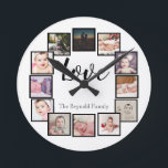 12 Foto Collage Persoonlijk Zwart Wit Ronde Klok<br><div class="desc">12 Foto Collage Persoonlijke Sjabloon zwart-witte wandklok ...  voeg eenvoudig uw eigen foto's en tekst toe aan deze geweldige wandklok ...  die gemakkelijk te personaliseren is ...  aanpasbare fotosjabloonklok van Ricaso - perfecte cadeauideeën</div>