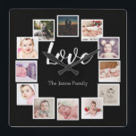 12 Foto Collage Persoonlijke LOVE Familie Vierkante Klok<br><div class="desc">12 Foto Collage Persoonlijke Sjabloon LOVE gezinsklok.. voeg gewoon uw eigen foto's en tekst toe aan deze geweldige wandklok ...  gemakkelijk te personaliseren ...  aanpasbare fotosjabloonklok van Ricaso - perfecte cadeauideeën</div>