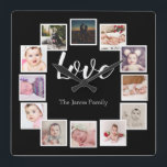 12 Foto Collage Persoonlijke LOVE Familie Vierkante Klok<br><div class="desc">12 Foto Collage Persoonlijke Sjabloon LOVE gezinsklok.. voeg gewoon uw eigen foto's en tekst toe aan deze geweldige wandklok ...  gemakkelijk te personaliseren ...  aanpasbare fotosjabloonklok van Ricaso - perfecte cadeauideeën</div>