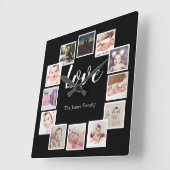 12 Foto Collage Persoonlijke LOVE Familie Vierkante Klok (Hoek)