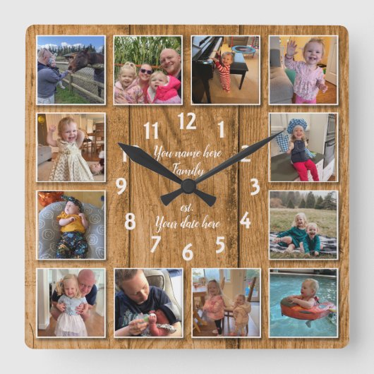 12 Foto Collage Persoonlijke wandklok (Voorkant)