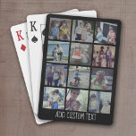 12 Foto Collage - raster met tekstgebied - zwart Pokerkaarten<br><div class="desc">Een leuke manier om herinneringen vast te leggen en te delen met vrienden. Voeg 12 foto's en je favoriete onderschrift toe om een gave voor vrienden te maken.</div>