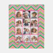 12 Foto collage - Roze kleurrijk Chevron Pattern Fleece Deken (Voorkant)