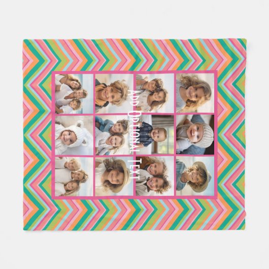 12 Foto collage - Roze kleurrijk Chevron Pattern Fleece Deken (Voorkant (Horizontaal))