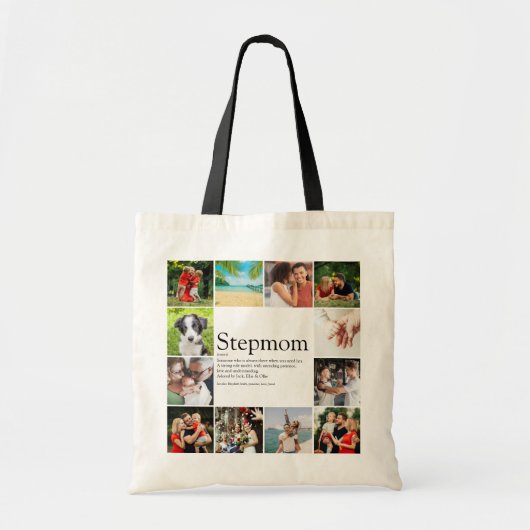 12 foto collage stiefmoeder, definitie stiefmoeder tote bag (Voorkant)
