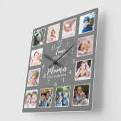 12 Foto-collage-tijd vliegen herinneringen grijs b Vierkante Klok (Hoek)
