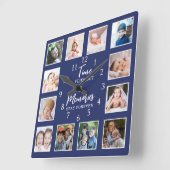 12 Foto Collage Time Flies Memories Blaas blijven Vierkante Klok (Hoek)
