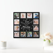 12 Foto Collage Time Flies Memories Blijf citaat Vierkante Klok (Huis)