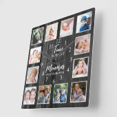 12 Foto Collage Time Herinneringen Quote Zwart Hou Vierkante Klok (Hoek)