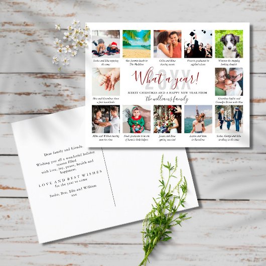 12 Foto collage wat een jaar in Review onderschrif Feestdagenkaart