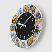 12 foto collage zwart-wit familie en vrienden   grote klok (Hoek)