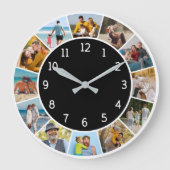 12 foto collage zwart-wit familie en vrienden   grote klok (Voorkant)