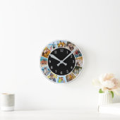 12 foto collage zwart-wit familie en vrienden  ronde klok (Huis)