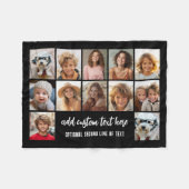 12 foto-collageraster - 2 tekstvakken - zwart wit fleece deken (Voorkant (Horizontaal))