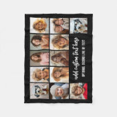 12 foto-collageraster - 2 tekstvakken - zwart wit fleece deken (Voorkant)