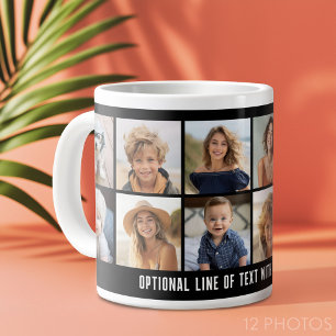 12 foto-collageraster - tekstvak - zwart wit grote koffiekop